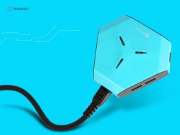 Pivoful 6-Ports USB Wall Charger 27.5W with Foldable Plug for iPhone and Android - Blue and White