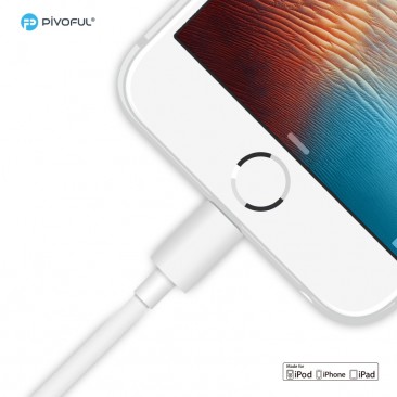 Pivoful Apple MFI Certified Lightning USB Sync Charging cable - White