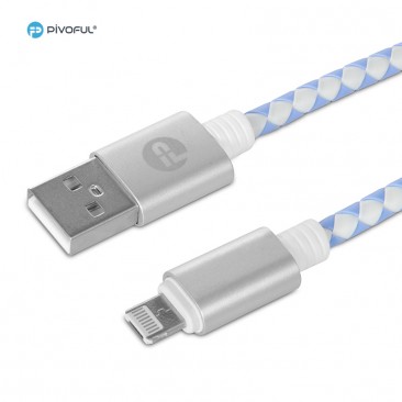 Pivoful 2 in 1 180mm/7" Charging Data Sync Cable Universal For iPhone and Android - White/Purple