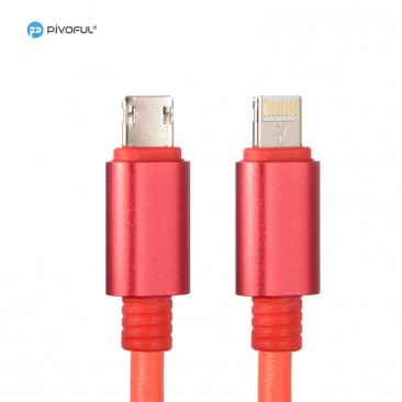 Pivoful 2 in 1 Key chain Charging Data Sync Cable, 5.4"/18cm Data Cable For iPhone Android - Micro USB cable - Red