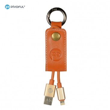 Pivoful 2 in 1 Key chain Charging Data Sync Cable, 5.4"/18cm Data Cable For iPhone Android - Micro USB cable - Suede Orange